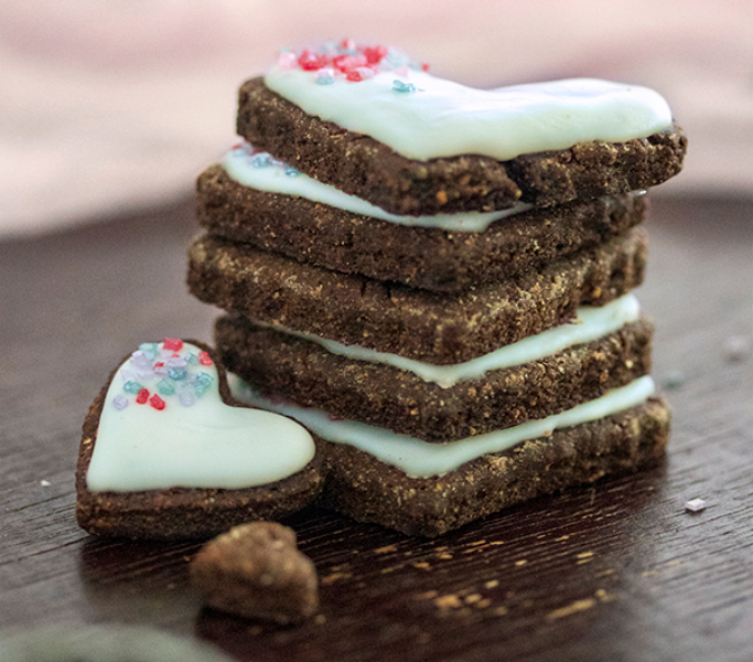 Glazed Carob Heart Cookies